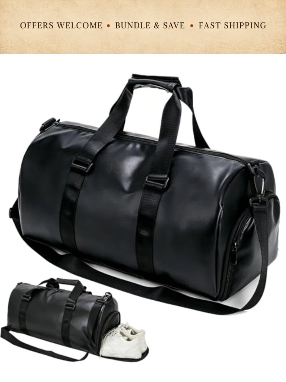 19L Waterproof Gym Duffel Bag Mini Travel Weekender with Shoe Compartment